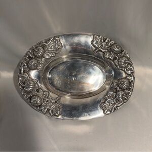 Vintage Arthur Court Style Cast Metal Oval Tray Pumpkin Fall Thanksgiving 18”